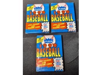 1990 Fleer 10th Anniversary Edition Baseball Unopened Sealed Wax Packs Lot Of 3! 15 Cards, 1 Sticker Per Pack!