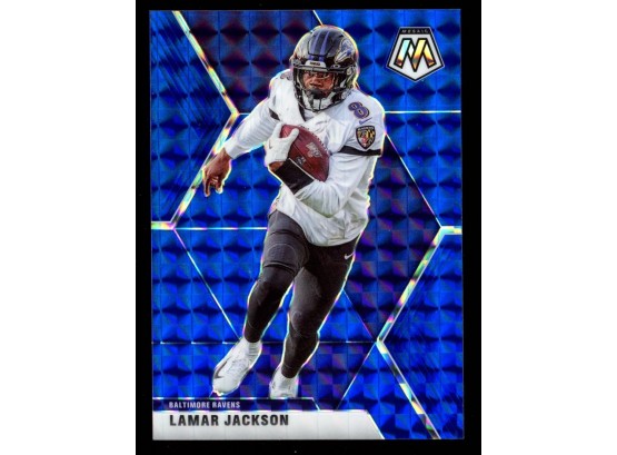 2020 Mosaic Football Lamar Jackson Blue Mosaic Prizm /99 #19 Baltimore Ravens