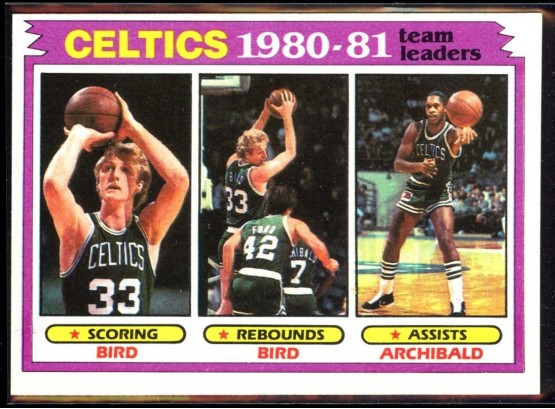 1981 Topps Basketball Boston Celtics 1980-81 Team Leaders Larry Bird Nate Archibald #45 Vintage HOF