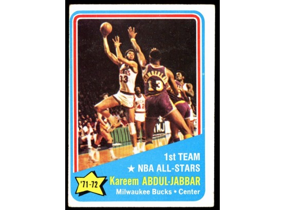 1972 Topps Basketball Kareem Abdul-jabbar 1st Team NBA All-star #63 Milwaukee Bucks Vintage HOF
