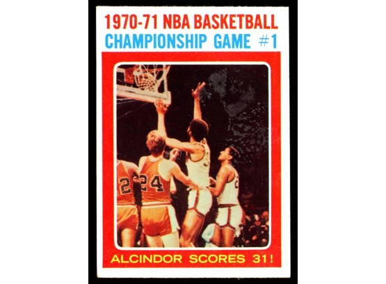 1971 Topps Basketball NBA Championship Game 1 Lew Alcindor Scores #137 Kareem Abdul-jabbar Vintage HOF