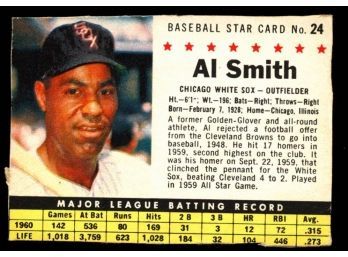 1961 Post Cereal Baseball Al Smith #24 Chicago White Sox Vintage