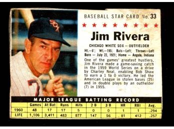 1961 Post Cereal Baseball Jim Rivera #133 Chicago White Sox Vintage
