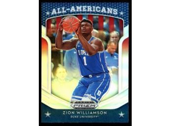 2019 Prizm Draft Picks Basketball Zion Williamson All-americans Silver Prizm Rookie Card #100 Pelicans RC SP