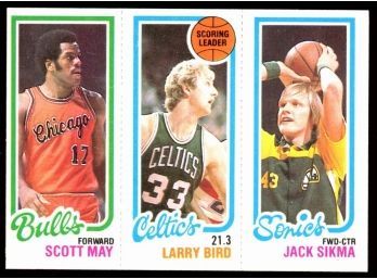 1980 Topps Basketball Scott May/jack Sikma/larry Bird Rookie Card #30 Boston Celtics RC Vintage HOF