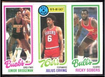 1980 Topps Basketball Junior Bridgeman/ricky Sobers/julius Erving #1 Vintage HOF