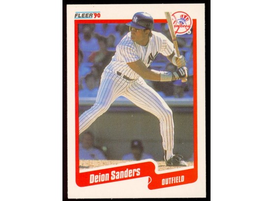 1990 Fleer Baseball Deion Sanders Rookie Card #454 New York Yankees RC