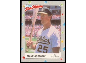 1988 Fleer Baseball Mark McGwire Star Stickers #56 Oakland Athletics Vintage HOF