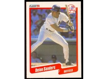 1990 Fleer Baseball Deion Sanders Rookie Card #454 New York Yankees RC