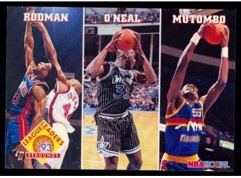 1993 Skybox Basketball League Leaders Rebounds Dennis Rodman/shaquille O'Neal/dikembe Mutombo #284 HOF