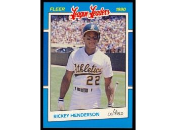 1990 Fleer Baseball Rickey Henderson League Leaders #18 Oakland Athletics HOF