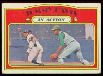 1972 Topps Baseball Tommy Davis In Action #42 Oakland Athletics Vintage