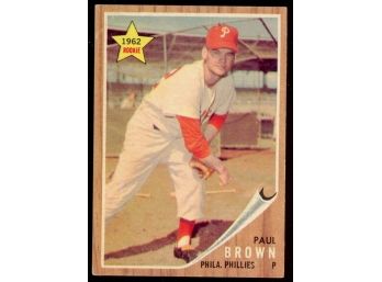 1962 Topps Baseball Paul Brown Rookie Card #181 Philadelphia Phillies RC Vintage
