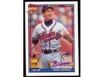 1991 Topps Baseball Dave Justice All-star Rookie Cup #329 Atlanta Braves