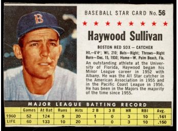 1961 Post Cereal Baseball Haywood Sullivan #56 Boston Red Sox Vintage