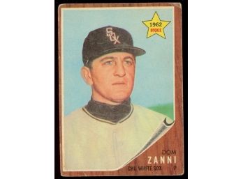 1962 Topps Baseball Dom Zanni Rookie Card #214 Chicago White Sox RC Vintage