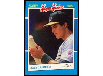 1990 Fleer Baseball Jose Canseco League Leaders #5 Oakland Athletics HOF