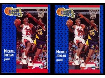 1991 Fleer Baseball Michael Jordan League Leaders Lot Of 2 Cards #220 Chicago Bulls HOF