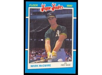 1990 Fleer Baseball Mark McGwire League Leaders #25 Oakland Athletics HOF
