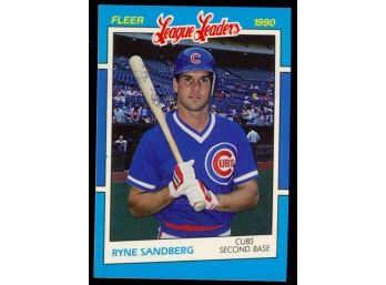 1990 Fleer Baseball Ryne Sandberg League Leaders #33 Chicago Cubs HOF