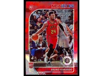 2019 NBA Hoops Premium Stock Bruno Fernando Red Cracked Ice Prizm Rookie Card #228 Atlanta Hawks RC