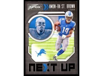 2021 PLAYBOOK FOOTBALL AMON-RA ST BROWN NEXT UP ROOKIE CARD #NXT-ASB DETROIT LIONS RC