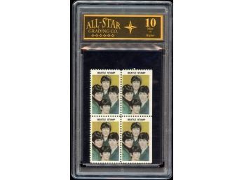 1964 Hallmark Beatles Stamp Block ASG Graded 10 Mint
