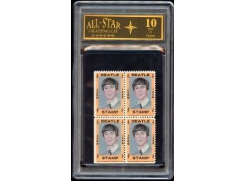 1964 Hallmark Uncut Block John Lennon Vintage Beatles Stamps All-Star Graded