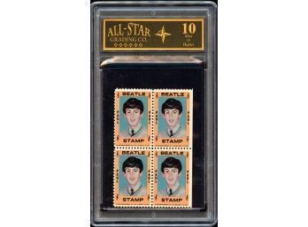 1964 Hallmark Beatles Stamp Block PAUL McCARTNEY  ASG Graded 10 Mint