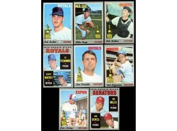 Lot Of 8 ~ 1970 Topps Baseball Rookie Cards Including Lou Piniella