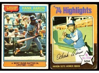 LOT OF 2 HANK AARONS 1975 & 1976