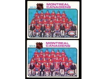 LOT OF 2 ~ 1975 TOPPS HOCKEY MONTREAL CANADIENS TEAM CHECKLIST