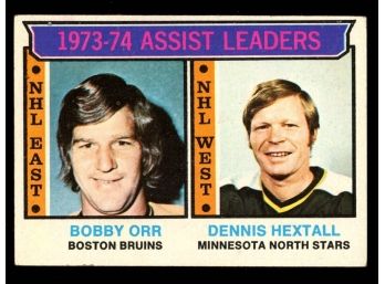 1974-75 Topps Hockey Assist Leaders Bobby Orr / Dennis Hextall