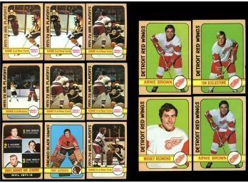 1972-73 Topps Hockey Lot Of 13 With Tony Esposito