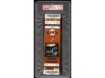 BARRY BONDS RECORD BREAKING 73RD HOMERUN GAME TICKET FROM 10/7/2001 PSA AUTHENTIC
