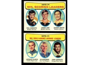 1971-72 Topps Hockey Scoring And Assist Leaders Orr / Esposito / Bucyk  Plante