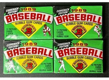 Lot Of 4 ~ 1989 Bowman Baseball Wax Packs Factory Sealed ~ Unopened