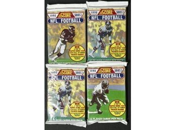 Lot Of 4 ~ 1990 Score Football Packs Factory Sealed ~ Unopened