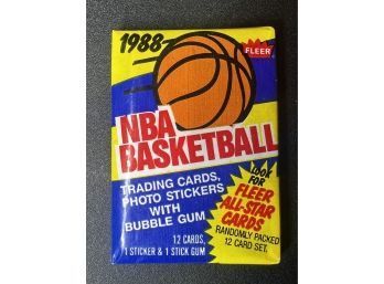 1988 FLEER BASKETBALL WAX Pack WITH ISAIH THOMAS STICKER SHOWING Factory Sealed ~ RODMAN, PIPPEN,  STOCKTON RC