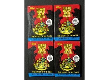 Lot Of 4 ~ 1991 Topps Ninja Turtles 2 Trading Card Packs Factory Sealed ~ Unopened