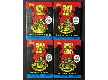 Lot Of 4 ~ 1991 Topps Ninja Turtles 2 Trading Card Packs Factory Sealed ~ Unopened