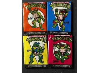 Lot Of 4 ~ 1990 Teenage Mutant Ninja Turtles Tmnt Trading Card Packs Factory Sealed ~ Unopened