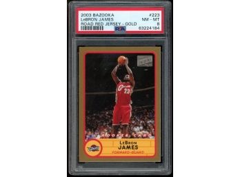 2003 Bazooka LeBron James Rookie Road Red Jersey - Gold PSA 8 NM-MT
