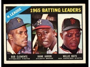 1966 TOPPS #215 NL BATTING LEADERS CLEMENTE/AARON/MAYS