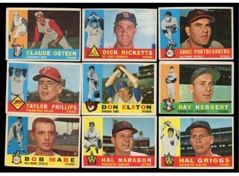 1960 Topps Baseball Lot Of 9