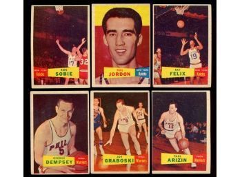 1957 Topps Basketball ~ Lot Of 6 Philadelphia Warriors & New York Knicks