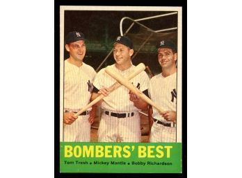 1963 Topps #173 BOMBERS BEST Mickey Mantle / Tresh / Richardson