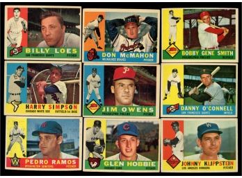 1960 Topps Baseball Lot Of 9