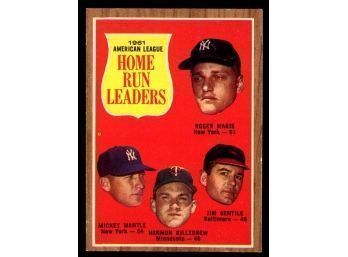 1962 Topps #53 Mantle Maris Killebrew Gentile AL Home Run Leaders