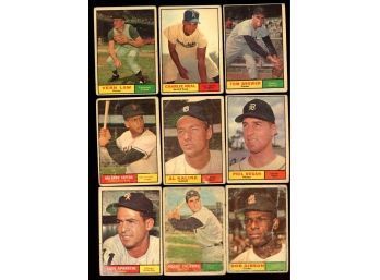 Lot Of 9 ~ 1961 Topps Baseball Cards